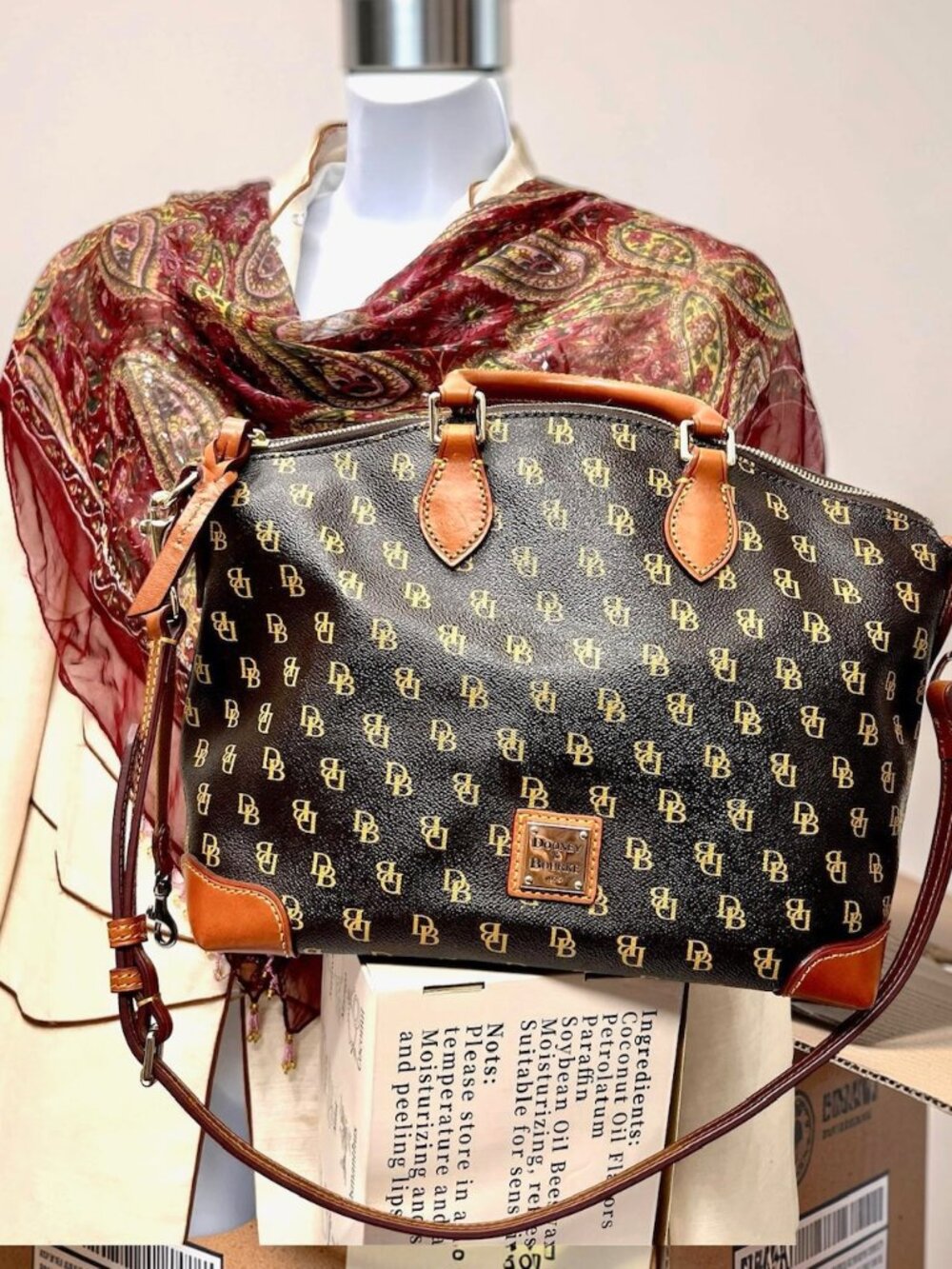 Dooney Bourke Dark Brown T’Moro DB Blakely Gretta Satchel Large Bag +Scarf(1) - Picture 3 of 16